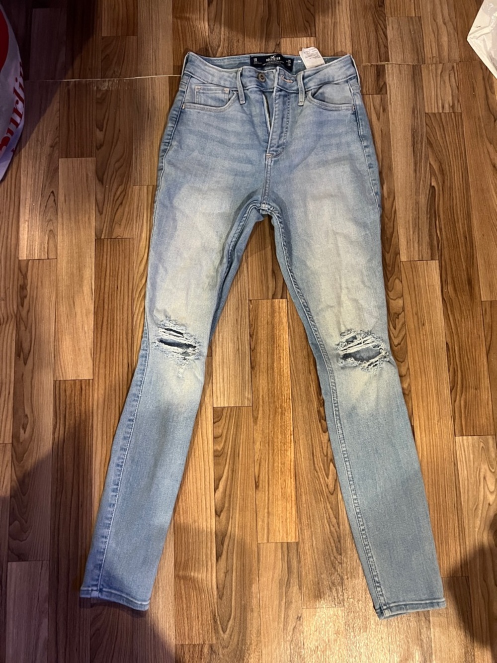 Hollister Light Blue High-Rise Distressed Skinny Jeans